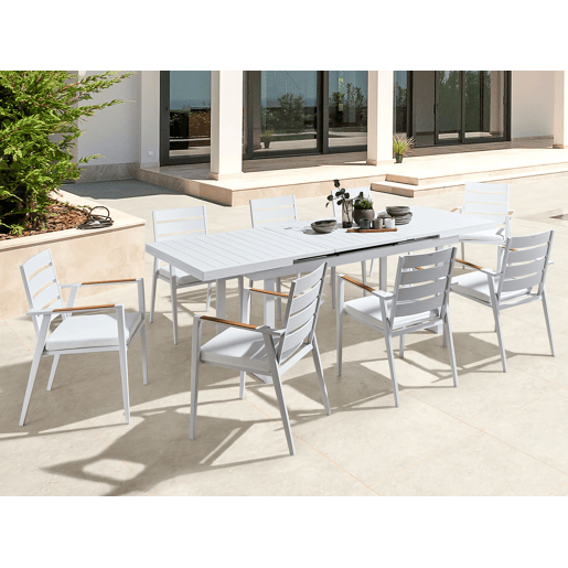 Mesa de refeição de jardim extensível VALCANETTO 180240 cm 90 cm Metal Branco