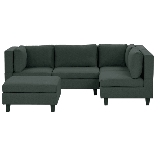 Sofá de canto modular UNSTAD Tecido Verde escuro com repousa-pés 4 lugares à esquerda