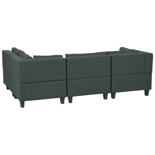 Sofá de canto modular UNSTAD Tecido Verde escuro com repousa-pés 4 lugares à esquerda