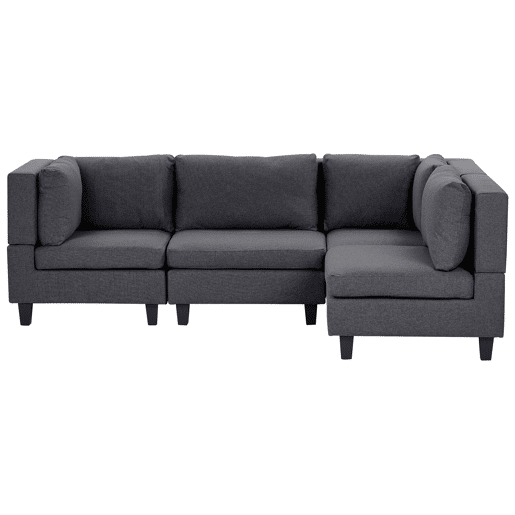 Sofá de canto modular UNSTAD Tecido Cinzento escuro 4 lugares à esquerda