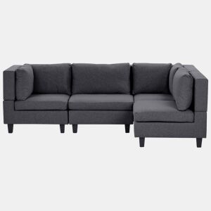 Sofá de canto modular UNSTAD Tecido Cinzento escuro 4 lugares à esquerda