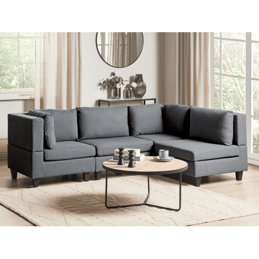 Sofá de canto modular UNSTAD Tecido Cinzento escuro 4 lugares à esquerda