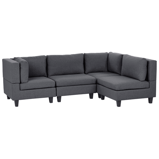 Sofá de canto modular UNSTAD Tecido Cinzento escuro 4 lugares à esquerda