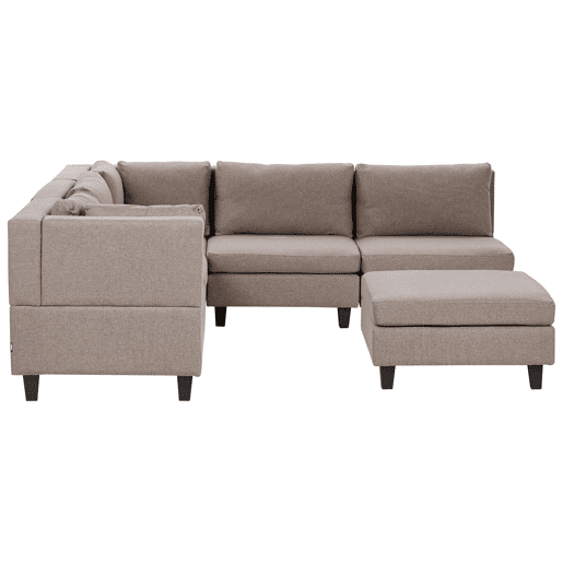 Sofá de canto modular UNSTAD Tecido Castanho com repousa-pés 5 lugares à direita