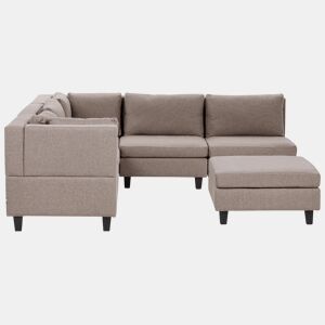 Sofá de canto modular UNSTAD Tecido Castanho com repousa-pés 5 lugares à direita