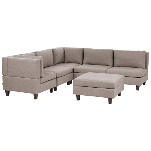 Sofá de canto modular UNSTAD Tecido Castanho com repousa-pés 5 lugares à direita