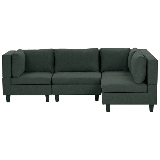 Sofá de canto modular UNSTAD Tecido Verde escuro 4 lugares à esquerda