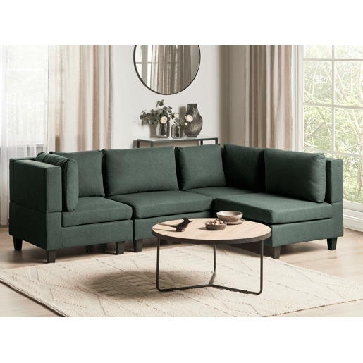Sofá de canto modular UNSTAD Tecido Verde escuro 4 lugares à esquerda