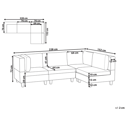 Sofá de canto modular UNSTAD Tecido Verde escuro 4 lugares à esquerda
