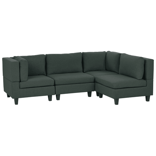 Sofá de canto modular UNSTAD Tecido Verde escuro 4 lugares à esquerda