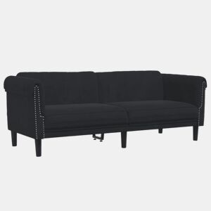 vidaXL Sofá de 3 lugares veludo preto