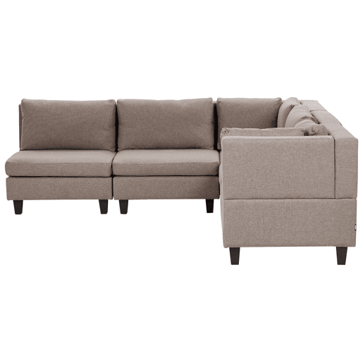 Sofá de canto modular UNSTAD Tecido Castanho 5 lugares à esquerda
