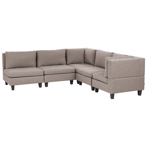 Sofá de canto modular UNSTAD Tecido Castanho 5 lugares à esquerda