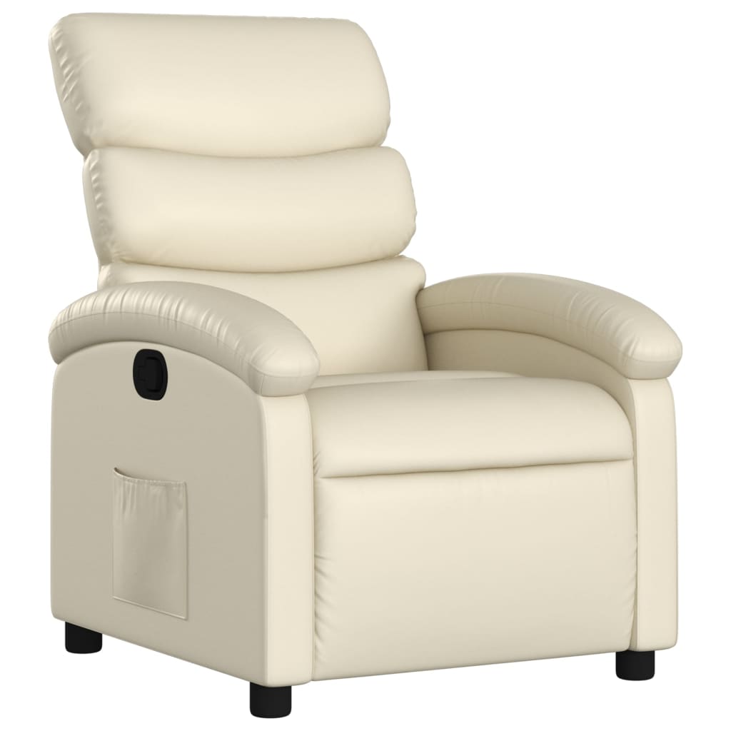 Vidaxl sillón reclinable de cuero sintético crema