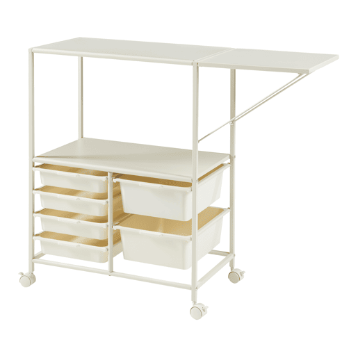 Carrinho de serviço Sørfold com prateleira rebatível em aço 100x37x85cm - Branco en.casa
