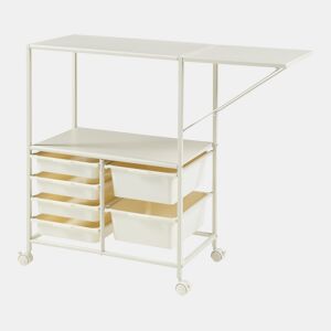 Carrinho de serviço Sørfold com prateleira rebatível em aço 100x37x85cm - Branco en.casa