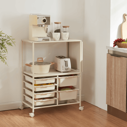 Carrinho de serviço Sørfold com prateleira rebatível em aço 100x37x85cm - Branco en.casa