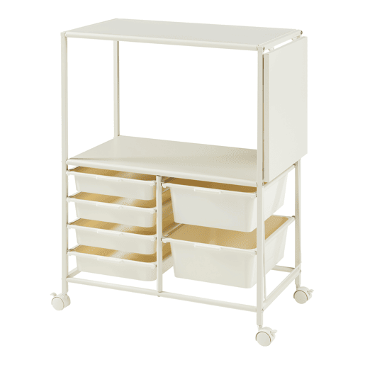 Carrinho de serviço Sørfold com prateleira rebatível em aço 100x37x85cm - Branco en.casa