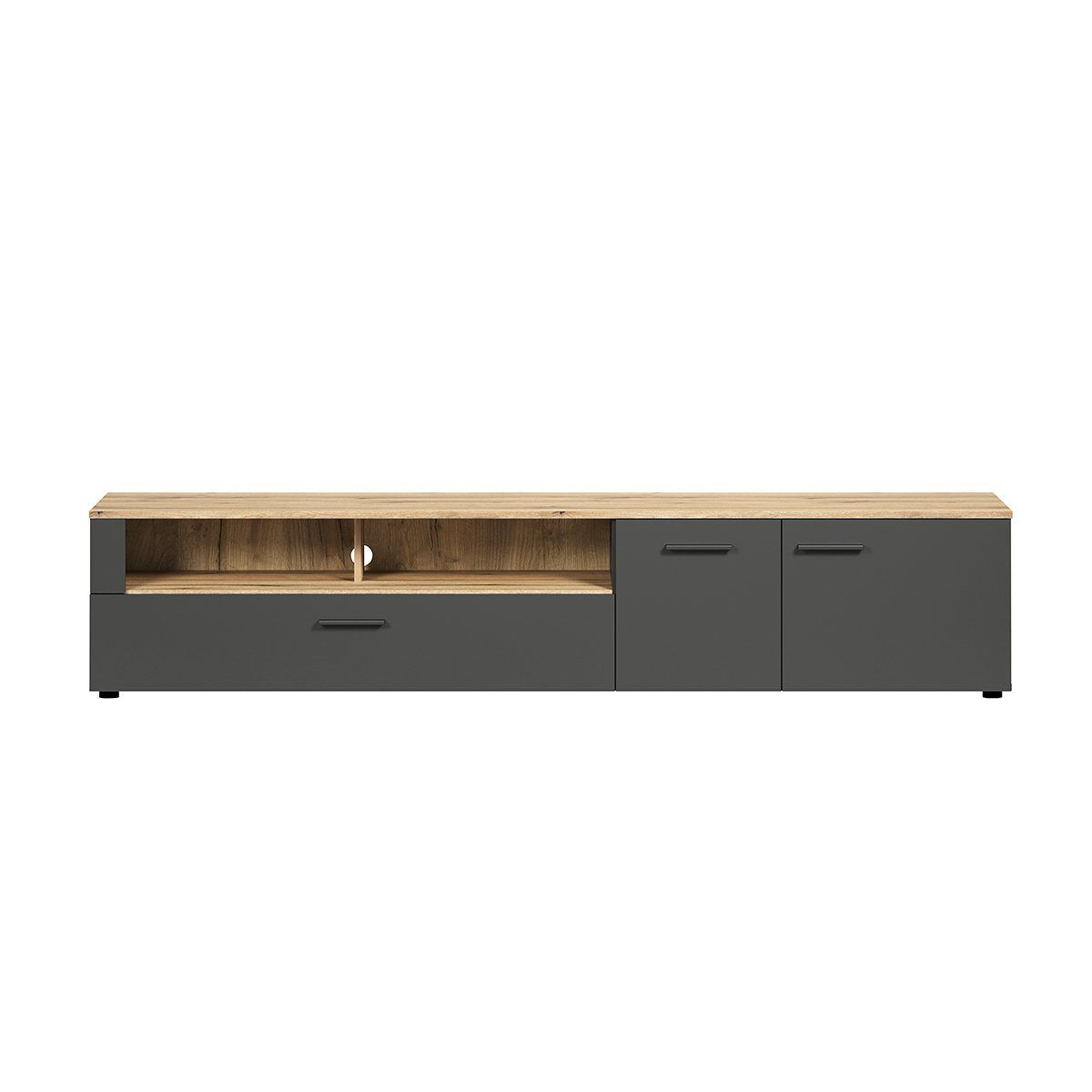 mueble de tv 2 puertas 2 nichos y 1 abatible l210 cm - esteban