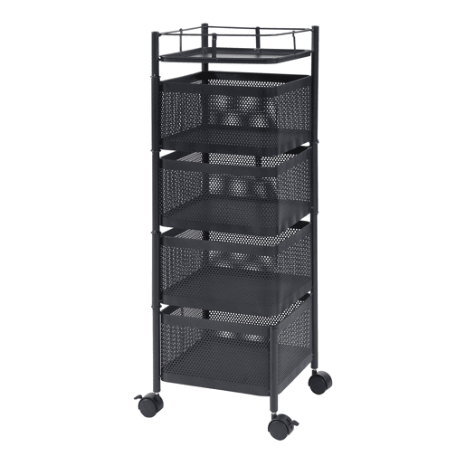 Carro de cozinha Sunndal com 4 cestos em aço 80x27x27cm - Preto en.casa