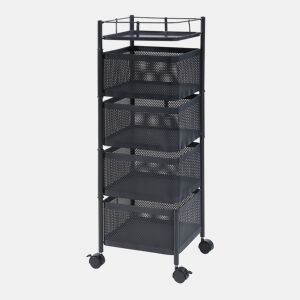 Carro de cozinha Sunndal com 4 cestos em aço 80x27x27cm - Preto en.casa