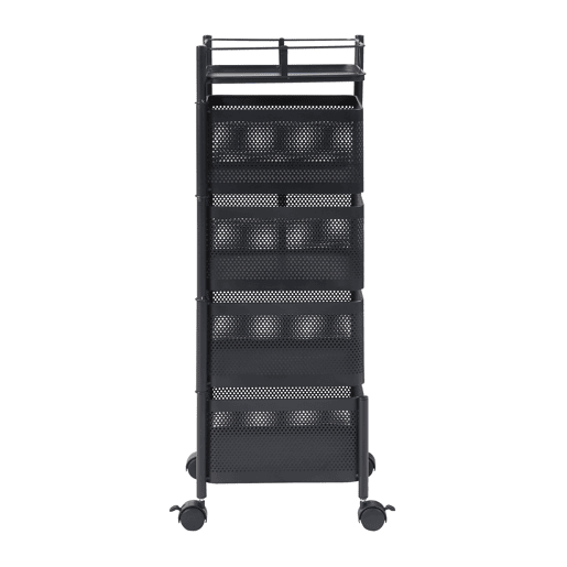 Carro de cozinha Sunndal com 4 cestos em aço 80x27x27cm - Preto en.casa