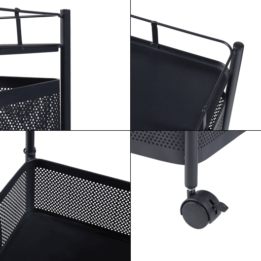 Carro de cozinha Sunndal com 4 cestos em aço 80x27x27cm - Preto en.casa