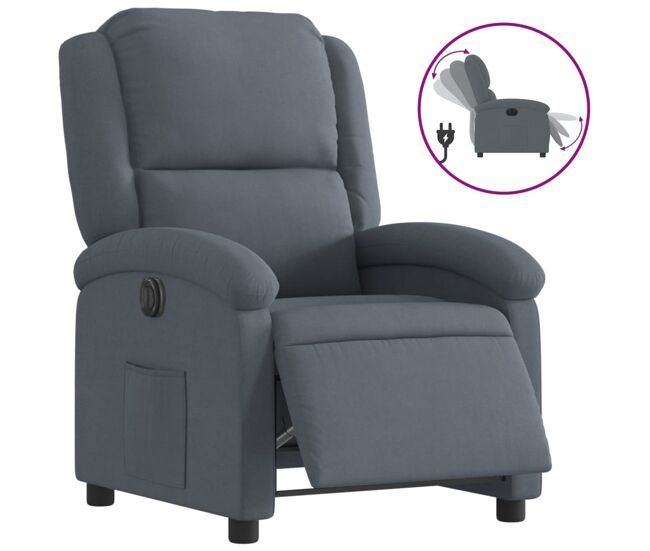Vidaxl sillón reclinable eléctrico de terciopelo gris oscuro