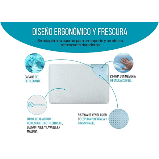 Almofada Refrescante ClimaConfort ICE 60x40 com Gel Infundido, Fronha Termorreguladora de Viscose Respirável