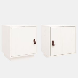 vidaXL Mesas de cabeceira 2 pcs 40x34x45 cm pinho maciço branco