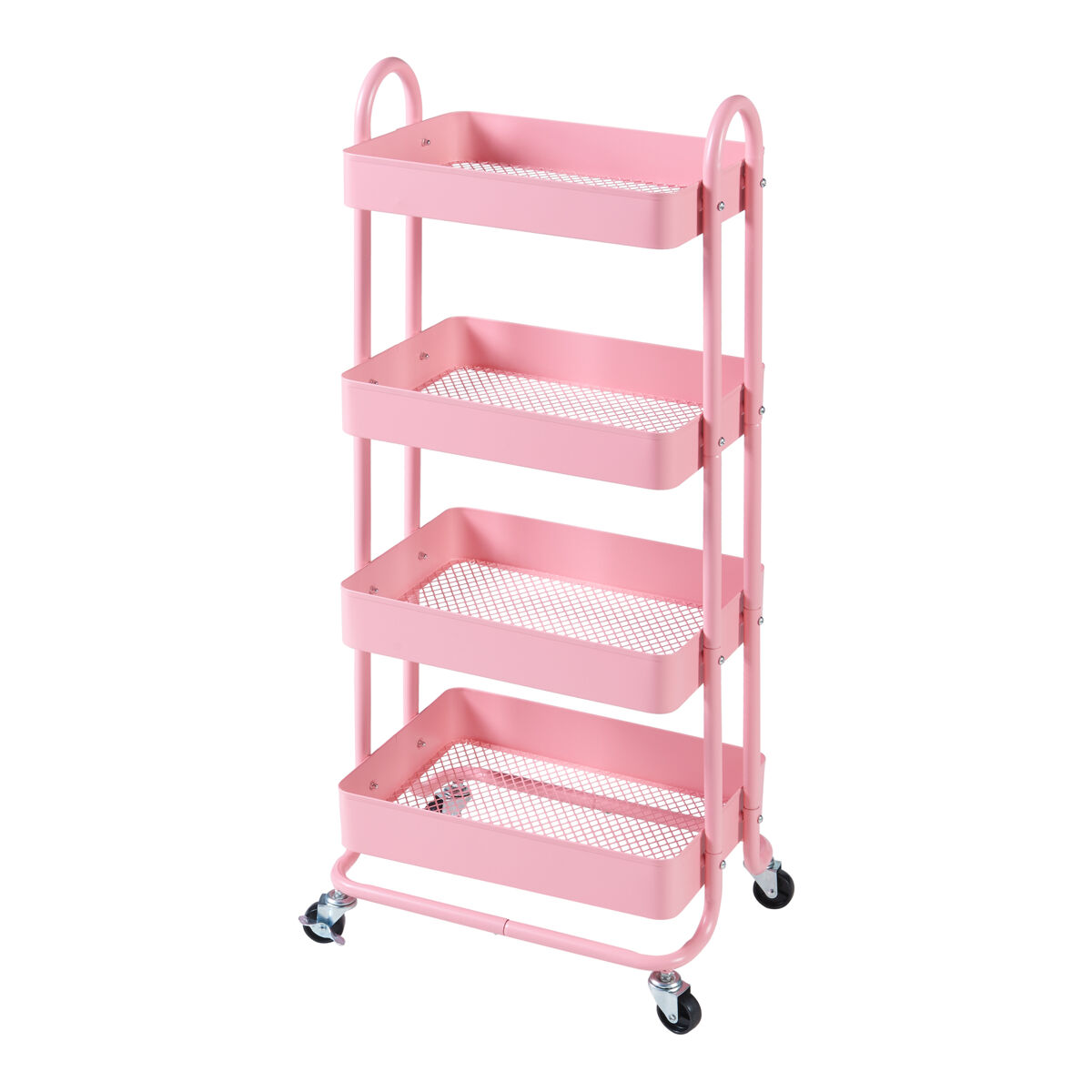 Carro de servicio pyhäntä con 4 cestas acero 104 x 46 x 35 cm - rosa [en.casa]
