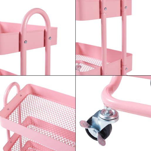 Carrinho de serviço Pyhäntä com 4 cestos em aço 104 x 46 x 35 cm - Rosa en.casa