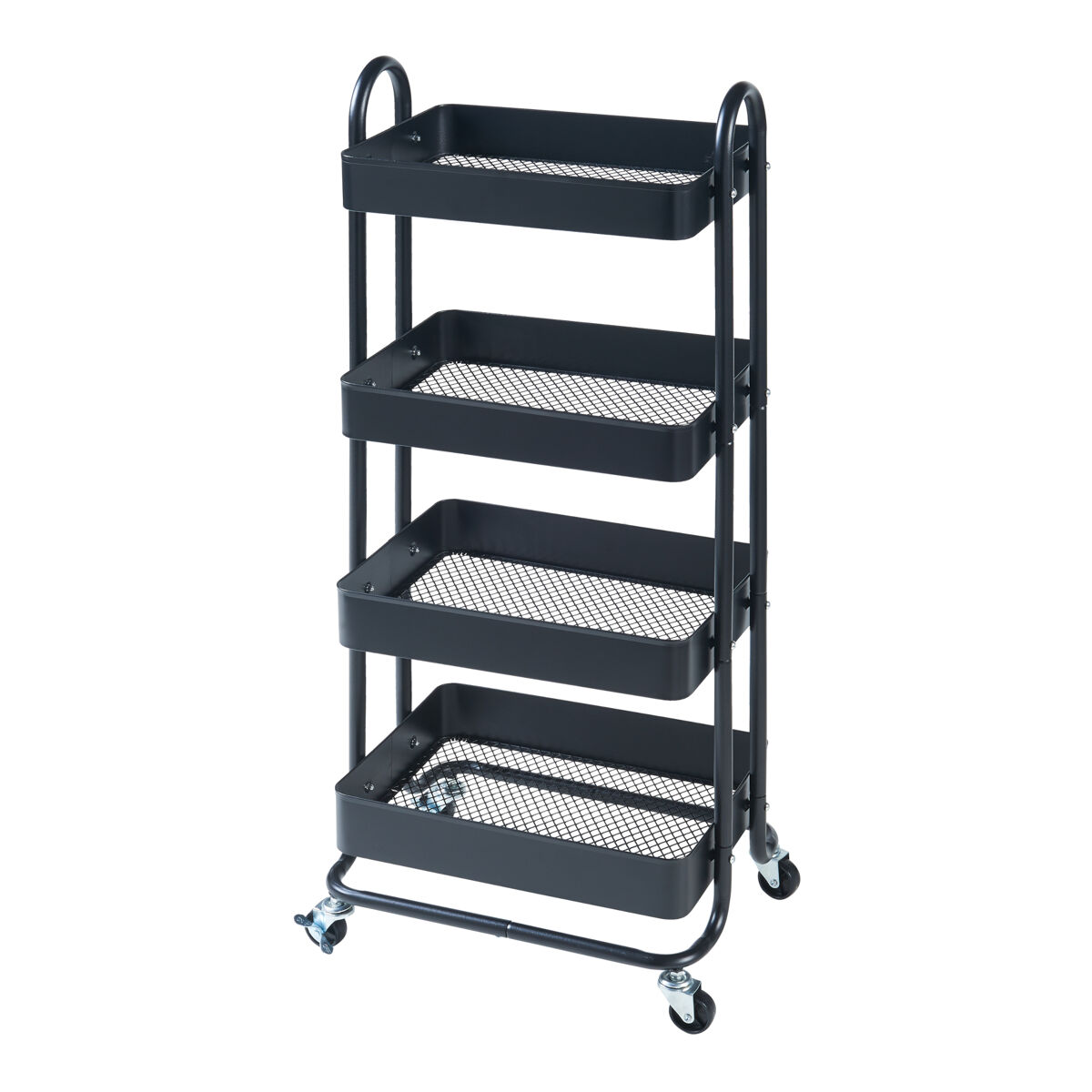 Carro de servicio pyhäntä con 4 cestas acero 104 x 46 x 35 cm - negro mate [en.casa]