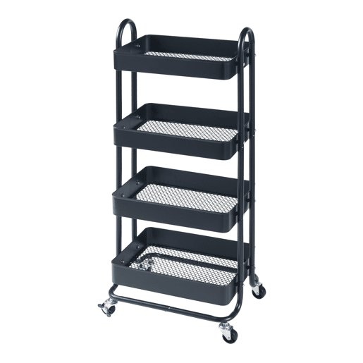Carrinho de serviço Pyhäntä com 4 cestos em aço 104 x 46 x 35 cm - Preto mate en.casa