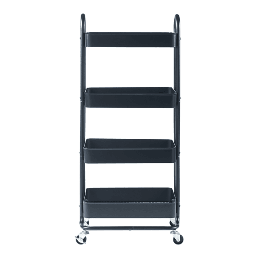 Carrinho de serviço Pyhäntä com 4 cestos em aço 104 x 46 x 35 cm - Preto mate en.casa
