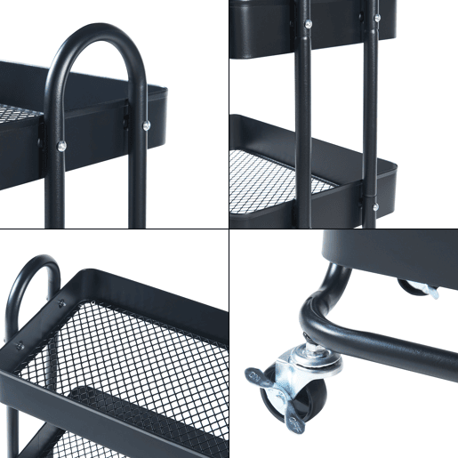 Carrinho de serviço Pyhäntä com 4 cestos em aço 104 x 46 x 35 cm - Preto mate en.casa