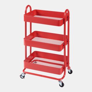 Carrinho de serviço Pyhäntä com 3 cestos em aço 79 x 46 x 35 cm - Vermelho en.casa