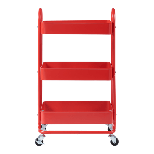 Carrinho de serviço Pyhäntä com 3 cestos em aço 79 x 46 x 35 cm - Vermelho en.casa