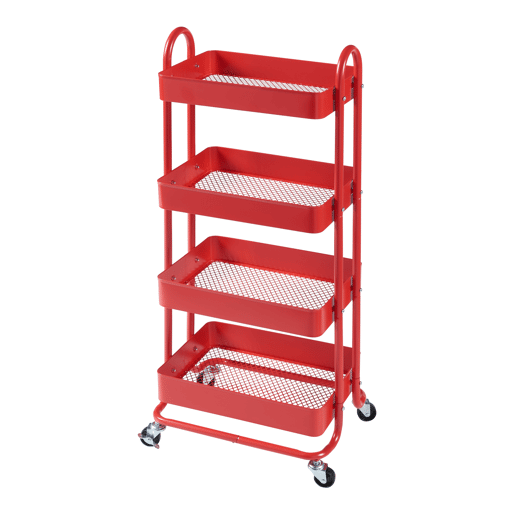 Carrinho de serviço Pyhäntä com 4 cestos em aço 104 x 46 x 35 cm - Vermelho en.casa