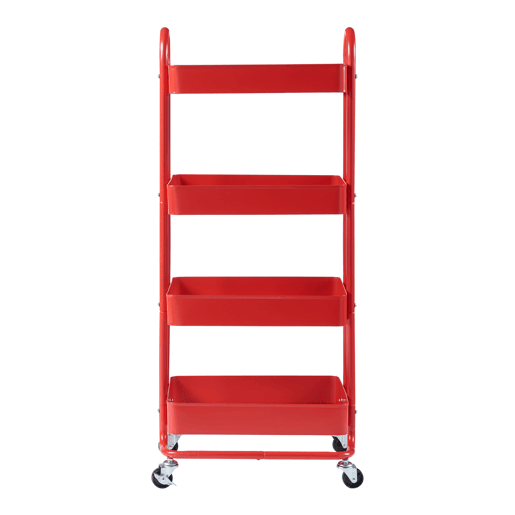 Carrinho de serviço Pyhäntä com 4 cestos em aço 104 x 46 x 35 cm - Vermelho en.casa