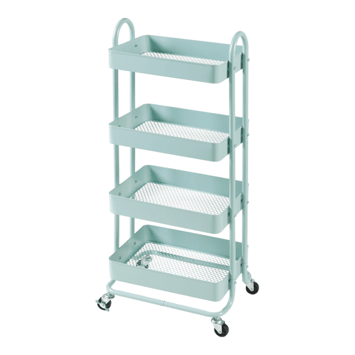 Carrinho de serviço Pyhäntä com 4 cestos em aço 104 x 46 x 35 cm - Verde menta en.casa