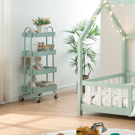 Carrinho de serviço Pyhäntä com 4 cestos em aço 104 x 46 x 35 cm - Verde menta en.casa