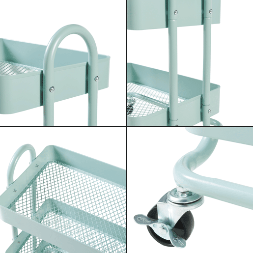 Carrinho de serviço Pyhäntä com 4 cestos em aço 104 x 46 x 35 cm - Verde menta en.casa