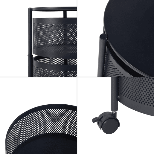 Carro de cozinha Steigen com 5 cestos redondos em aço 90xØ33cm - Preto en.casa