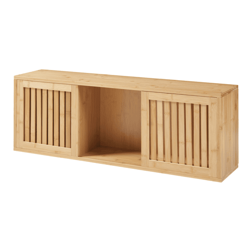 Prateleira de parede Grums com 2 portas em bambu 93x20x33cm - Natural en.casa Prateleira de parede Grums com 2 portas em bambu 93x20x33cm - Natural en.casa