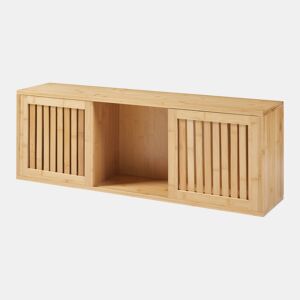 Prateleira de parede Grums com 2 portas em bambu 93x20x33cm - Natural en.casa