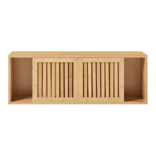 Prateleira de parede Grums com 2 portas em bambu 93x20x33cm - Natural en.casa Prateleira de parede Grums com 2 portas em bambu 93x20x33cm - Natural en.casa