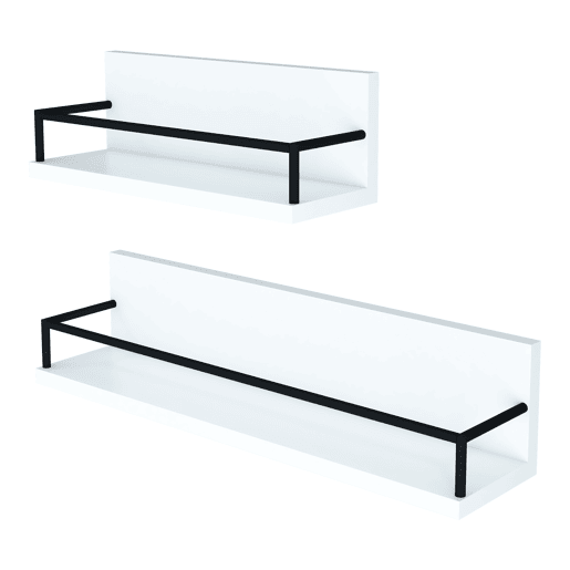 Conjunto de 2 prateleiras flutuantes Grue em aglomerado de madeira 60x14x14 cm - BrancoPreto en.casa