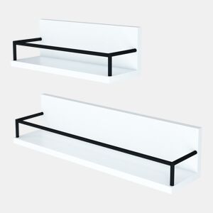 Conjunto de 2 prateleiras flutuantes Grue em aglomerado de madeira 60x14x14 cm - BrancoPreto en.casa