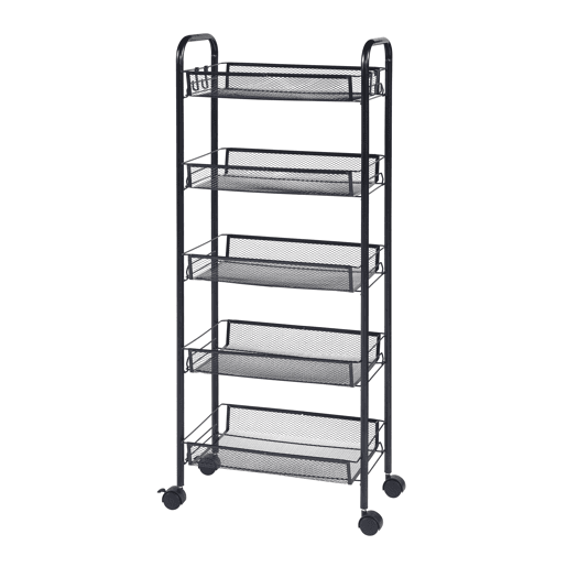 Carro de cozinha Tromsø com 5 cestos em aço 103x44x26cm - Preto en.casa